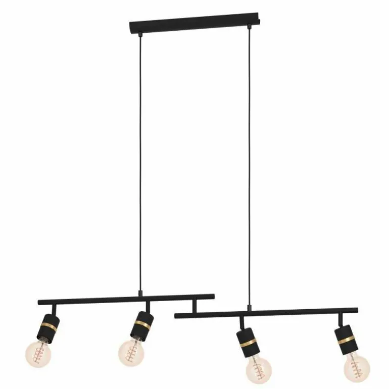 Suspension Eglo LURONE Laiton, Noir, 4 lumières