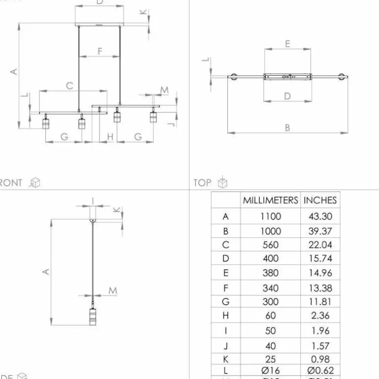 Suspension Eglo LURONE Laiton, Noir, 4 lumières