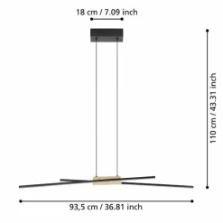Suspension Eglo PANAGRIA LED Brun, Noir, 2 lumières