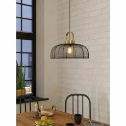 Suspension Eglo ROUNDHAM Laiton, Noir, 1 lumière