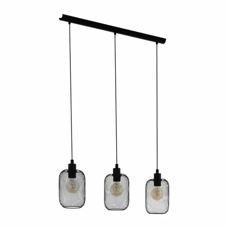 Suspension Eglo WRINGTON Noir, 3 lumières