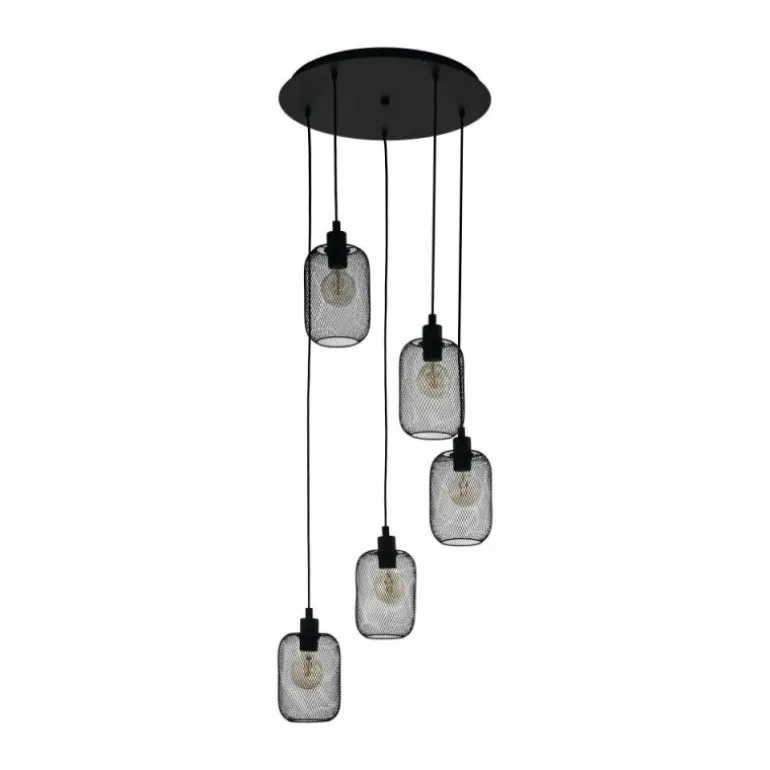 Suspension Eglo WRINGTON Noir, 5 lumières