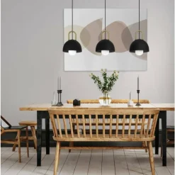 Suspension Eglo-Leuchten CALMANERA Laiton, Noir, 3 lumières