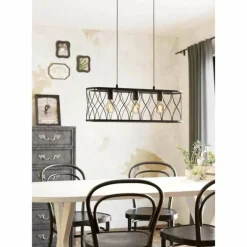 Suspension Eglo-Leuchten GILTSPUR Noir, 3 lumières