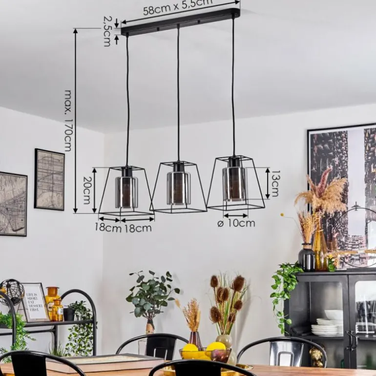 Suspension Ehtamo Noir, 3 lumières