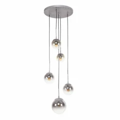 Suspension Eidanger Argent Oxydé, 5 lumières