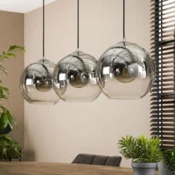 Suspension Eidanger Argent Oxydé, 3 lumières