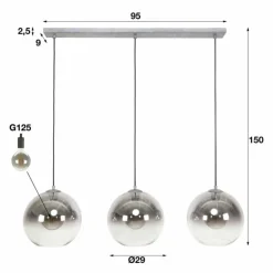 Suspension Eidanger Argent Oxydé, 3 lumières