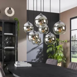 Suspension Eidanger Argent Oxydé, 7 lumières