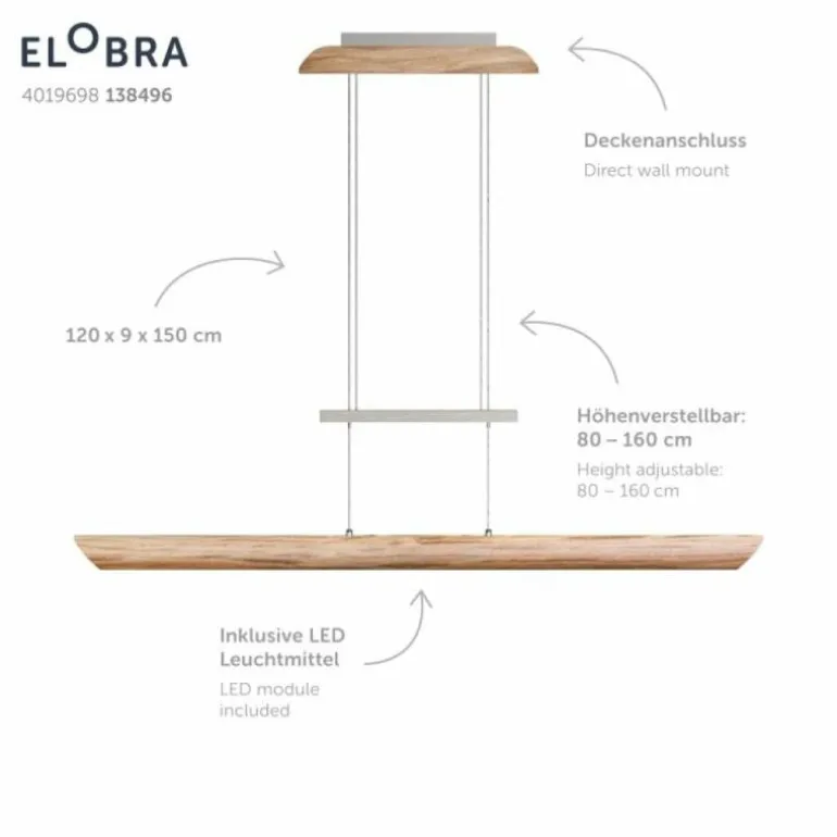 Suspension Elobra Colombia LED Écru, 1 lumière