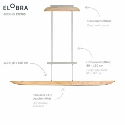 Suspension Elobra Colombia LED Écru, 1 lumière