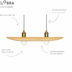 Suspension Elobra Colombia Retro Écru, 2 lumières