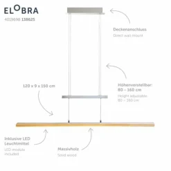 Suspension Elobra Panama LED Écru, 1 lumière