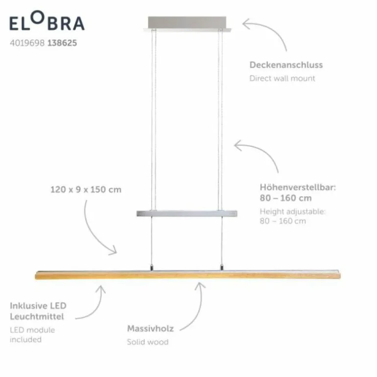 Suspension Elobra Panama LED Écru, 1 lumière