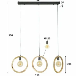 Suspension Elortondo Noir, 3 lumières