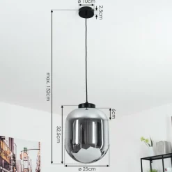 Suspension Elvange Noir, 1 lumière