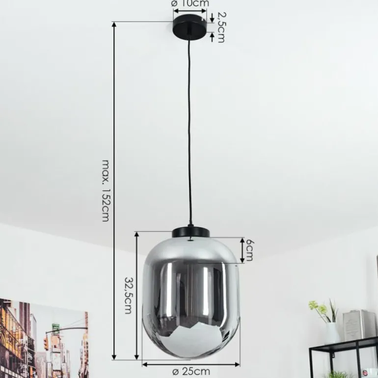 Suspension Elvange Noir, 1 lumière