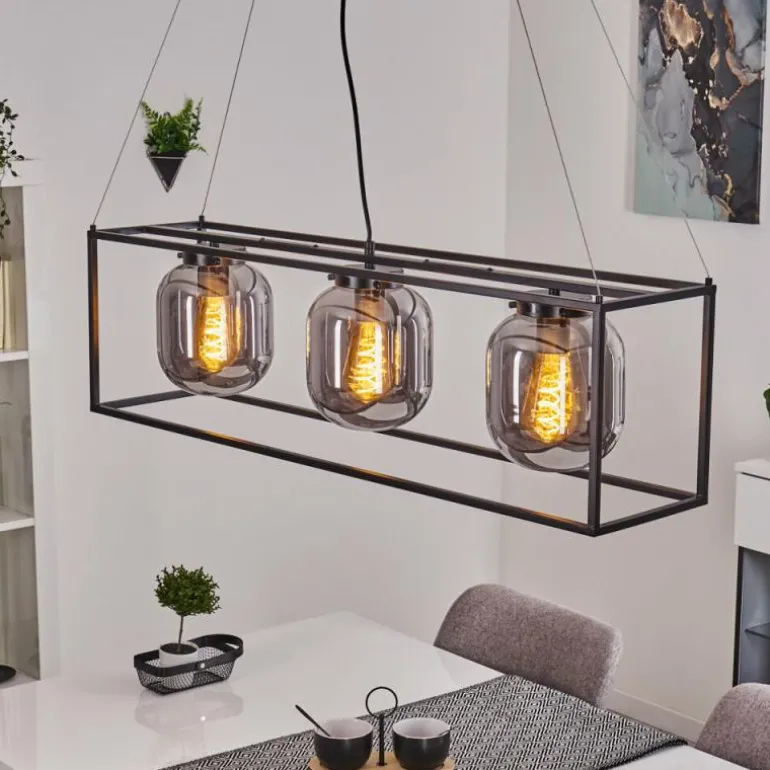 Suspension Elvange Noir, 3 lumières