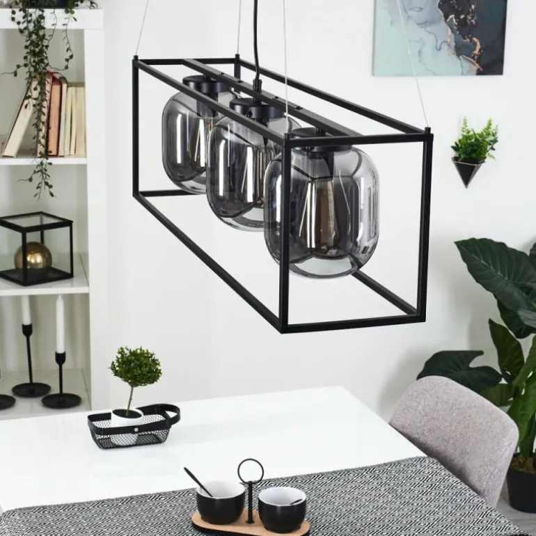 Suspension Elvange Noir, 3 lumières