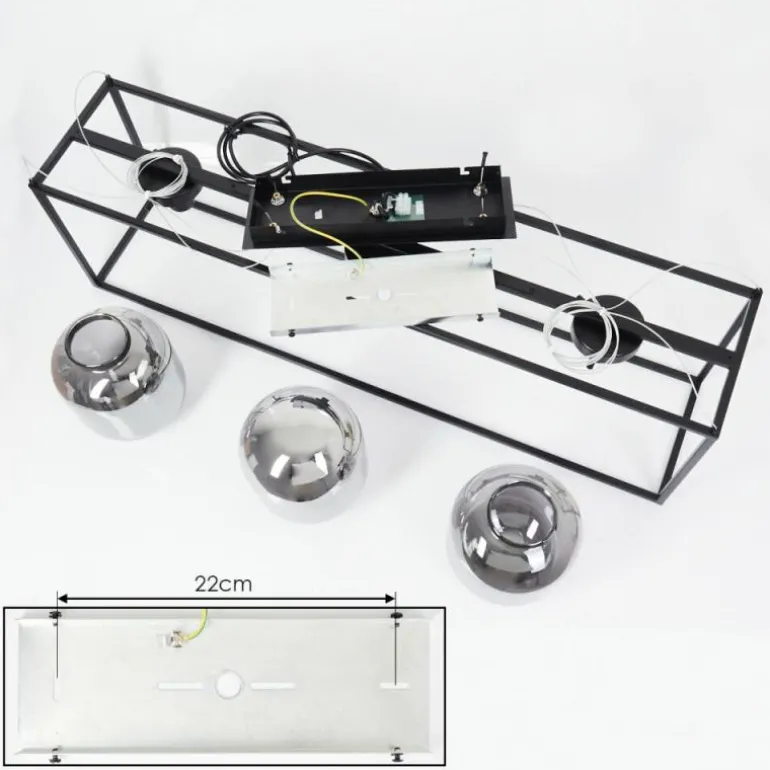 Suspension Elvange Noir, 3 lumières