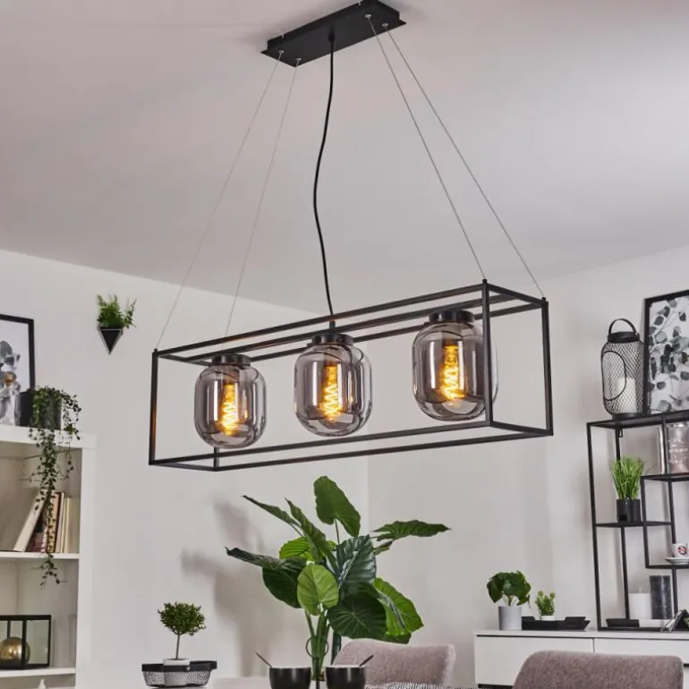 Suspension Elvange Noir, 3 lumières