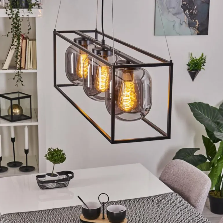 Suspension Elvange Noir, 3 lumières