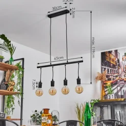 Suspension Ermatingen Brun foncé, Nickel mat, 4 lumières