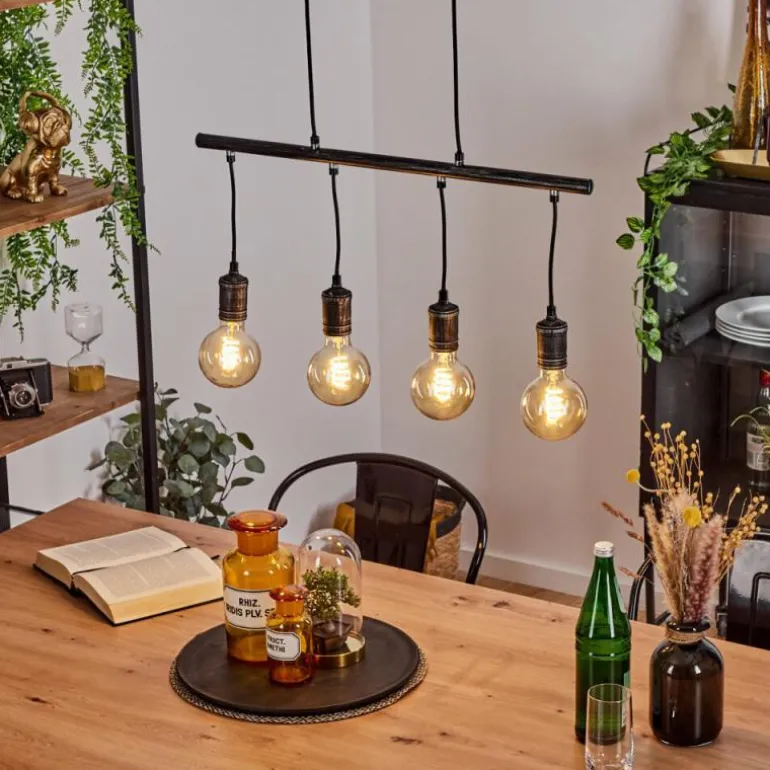 Suspension Ermatingen Brun foncé, Nickel mat, 4 lumières