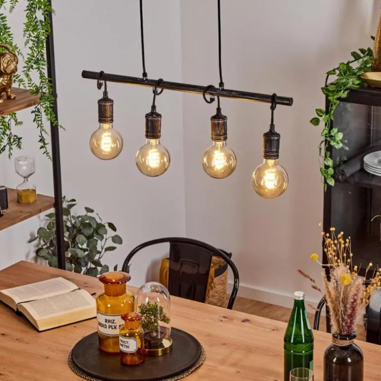 Suspension Ermatingen Brun foncé, Nickel mat, 4 lumières