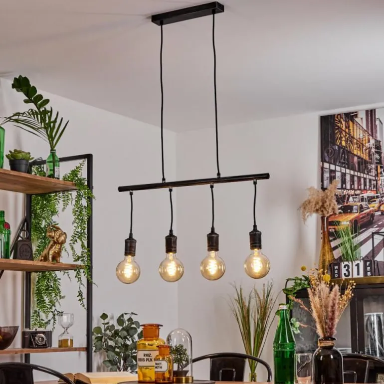 Suspension Ermatingen Brun foncé, Nickel mat, 4 lumières