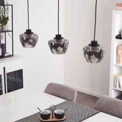 Suspension Erruretuhu Noir, 3 lumières