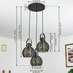 Suspension Espada Noir, 3 lumières