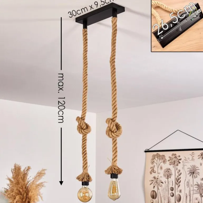 Suspension Etowah Noir, 2 lumières