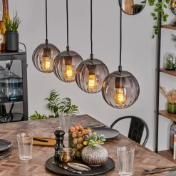 Suspension Evolene Noir, 4 lumières