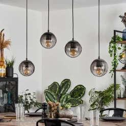 Suspension Evolene Noir, 4 lumières