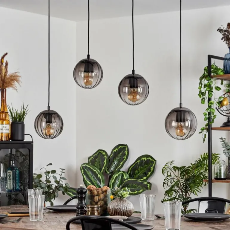 Suspension Evolene Noir, 4 lumières