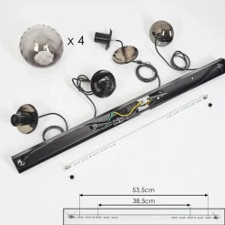 Suspension Evolene Noir, 4 lumières