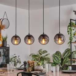 Suspension Evolene Noir, 4 lumières