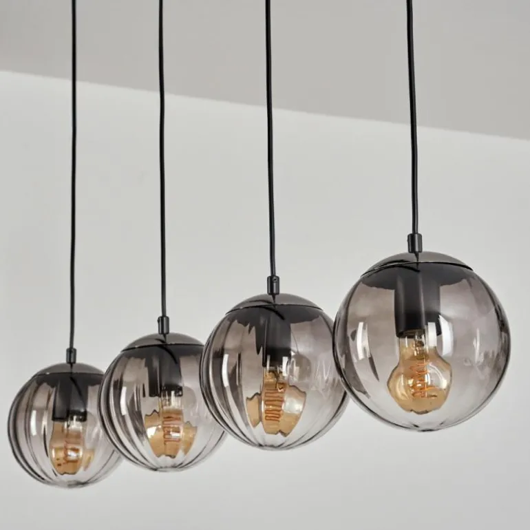 Suspension Evolene Noir, 4 lumières