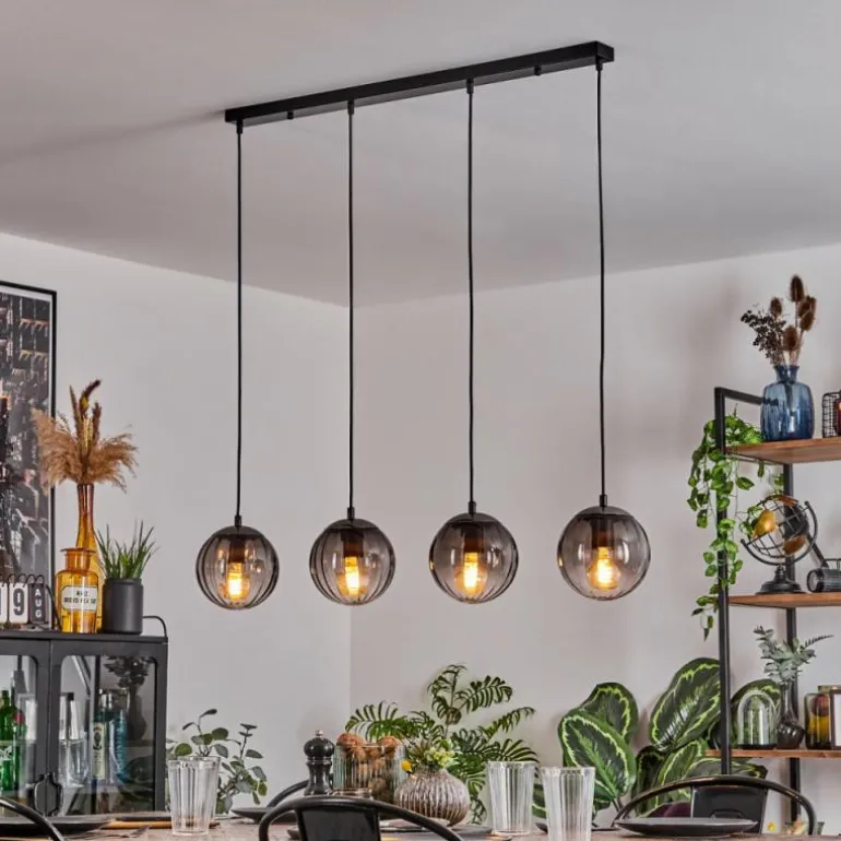 Suspension Evolene Noir, 4 lumières