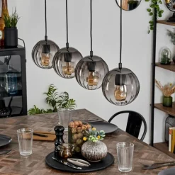 Suspension Evolene Noir, 4 lumières