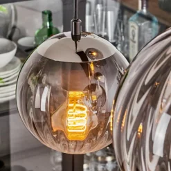 Suspension Evolene Noir, 6 lumières