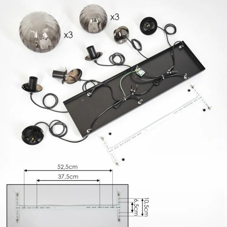 Suspension Evolene Noir, 6 lumières