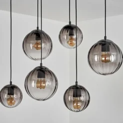 Suspension Evolene Noir, 6 lumières