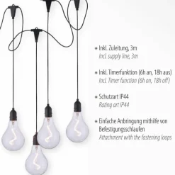 Suspension extérieur Leuchten-Direkt ENNI LED Noir, 4 lumières
