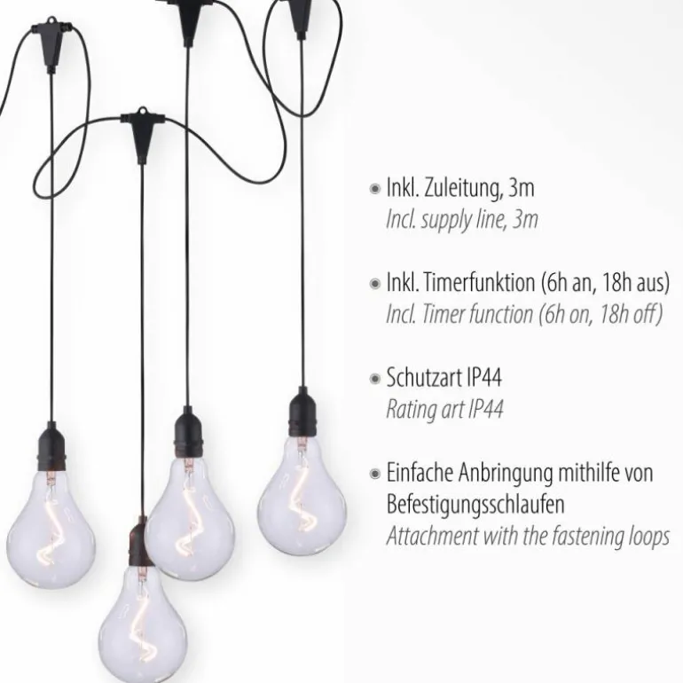 Suspension extérieur Leuchten-Direkt ENNI LED Noir, 4 lumières