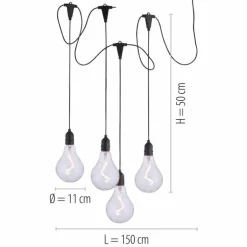 Suspension extérieur Leuchten-Direkt ENNI LED Noir, 4 lumières