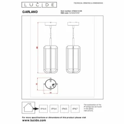Suspension extérieure Lucide GARLAND Noir, 1 lumière