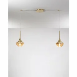 Suspension Fabas Luce Apollo Laiton, 2 lumières