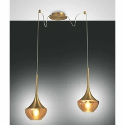 Suspension Fabas Luce Apollo Laiton, 2 lumières